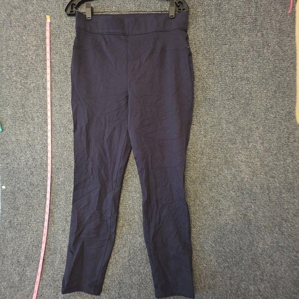 Spanx Pants Womens L Blue Knit Pull On Skinny Jegging Shaping Stretch Pockets